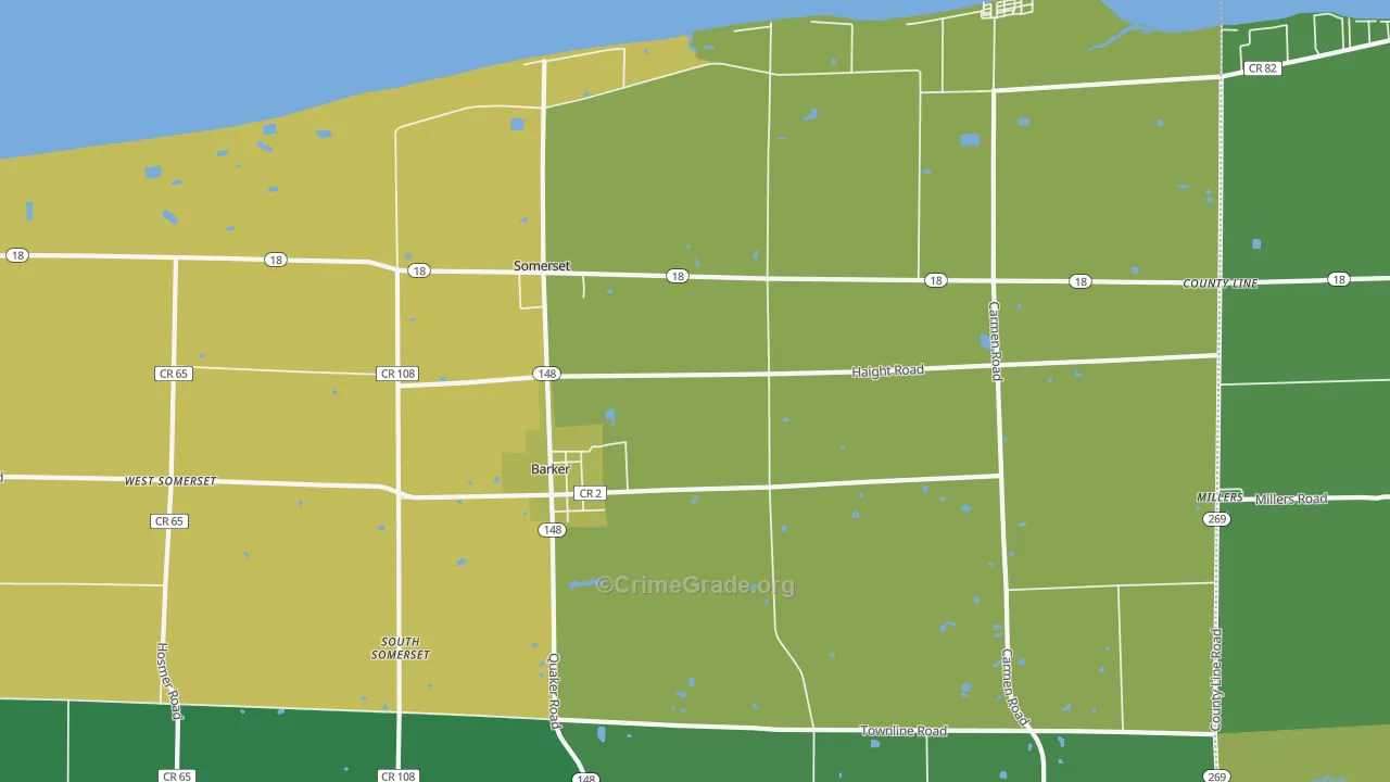 Barker, NY Map of Vandalism Rates