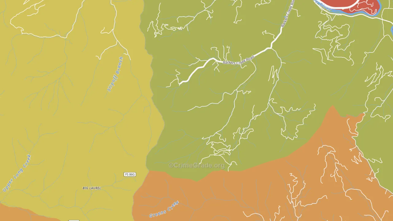 Barkers Creek, NC Map of Vandalism Rates