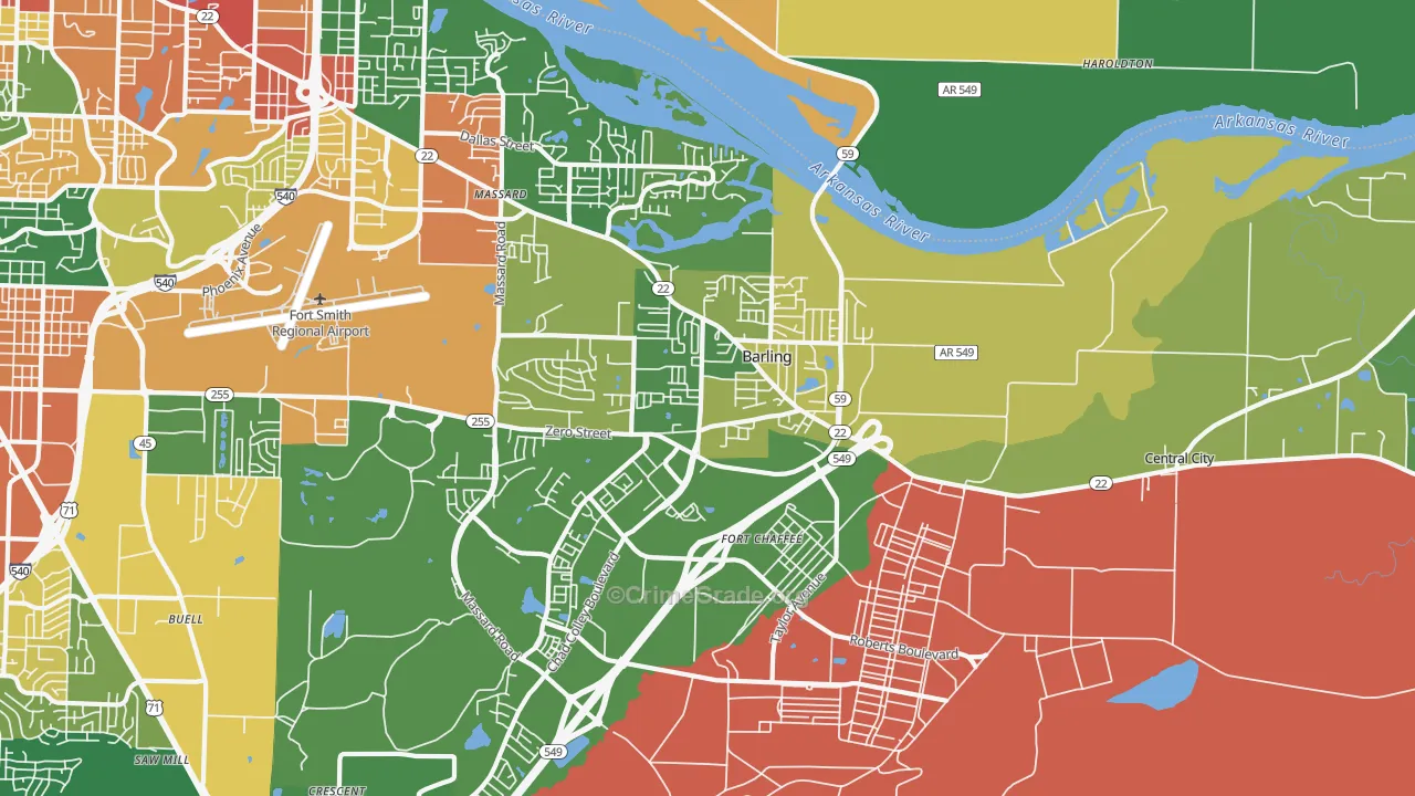 Barling, AR Map of Vandalism Rates