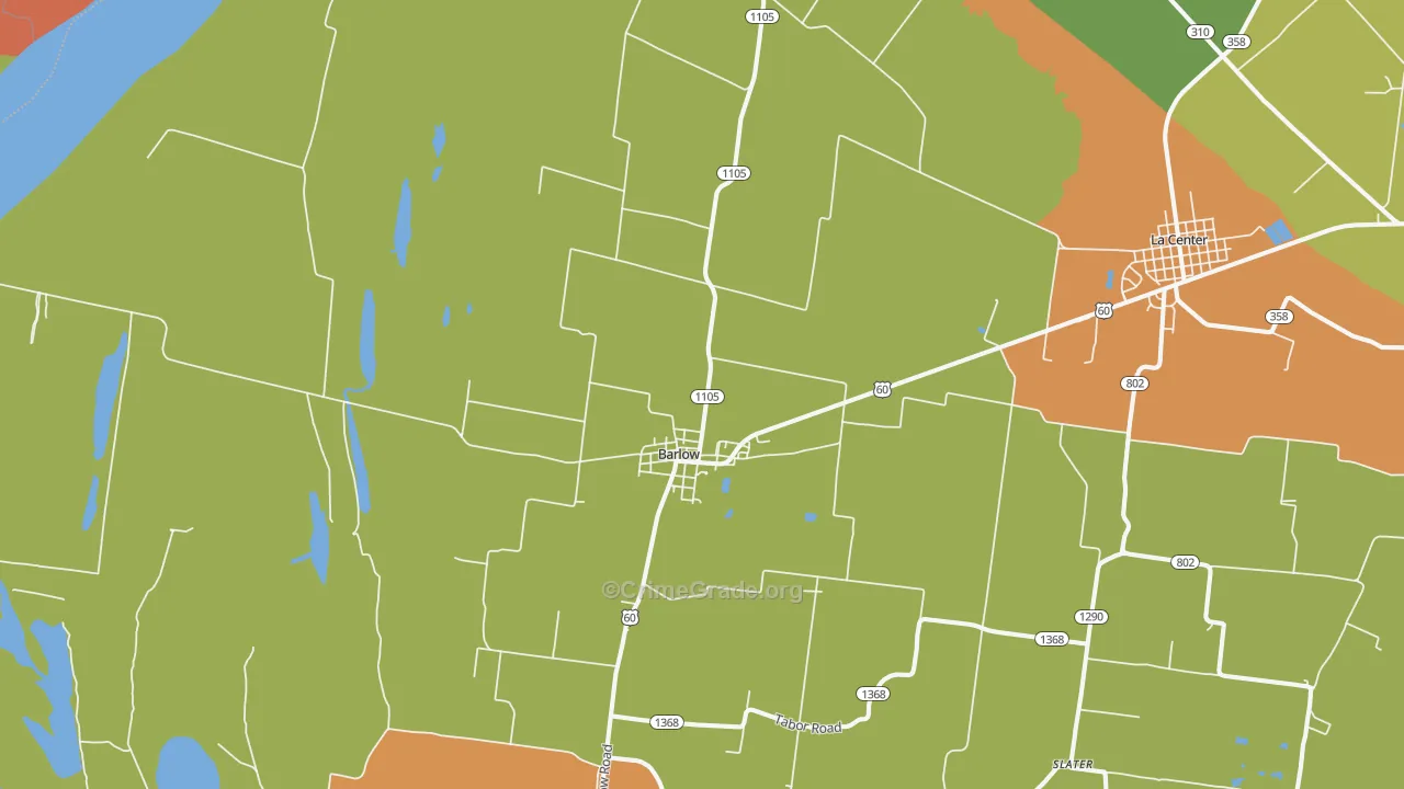 Barlow, KY Map of Vandalism Rates
