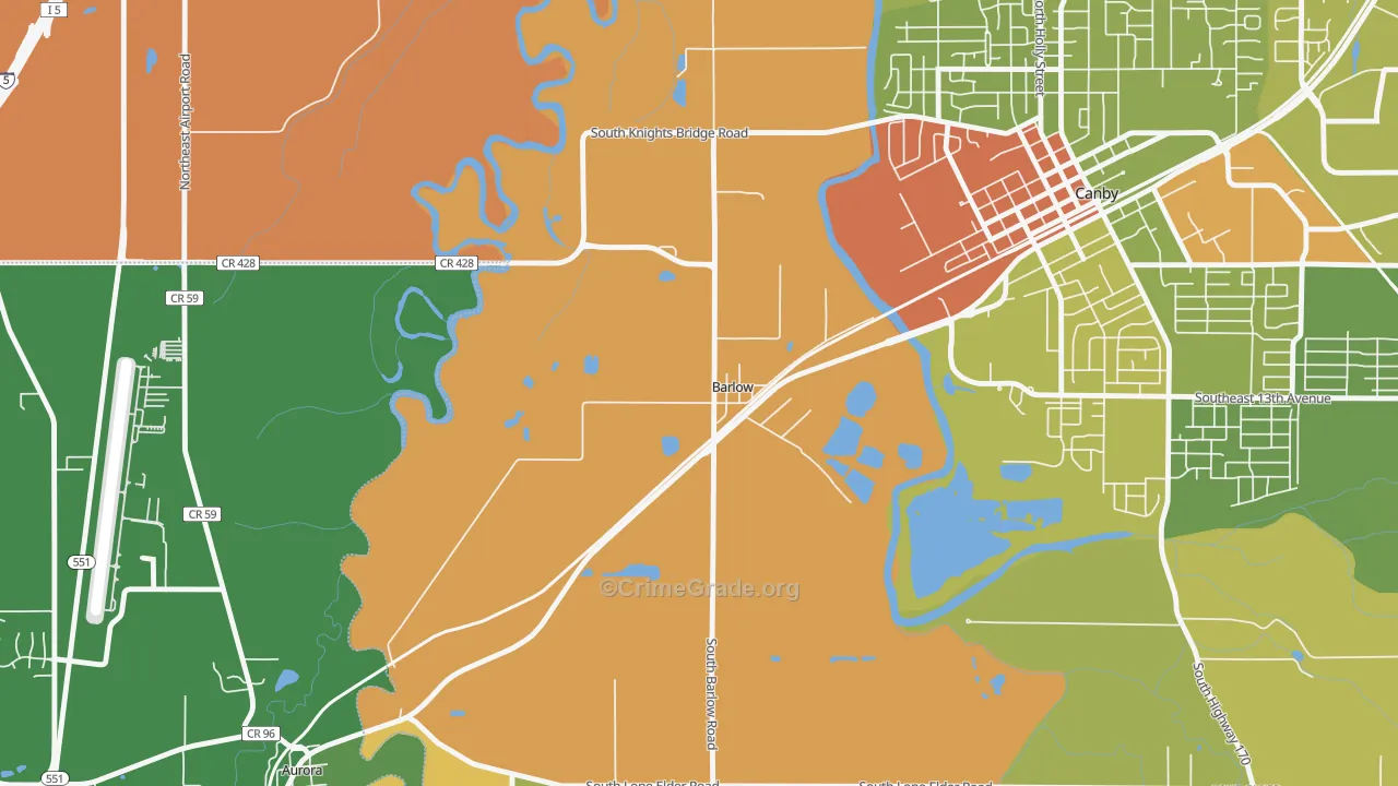 Barlow, OR Map of Vandalism Rates
