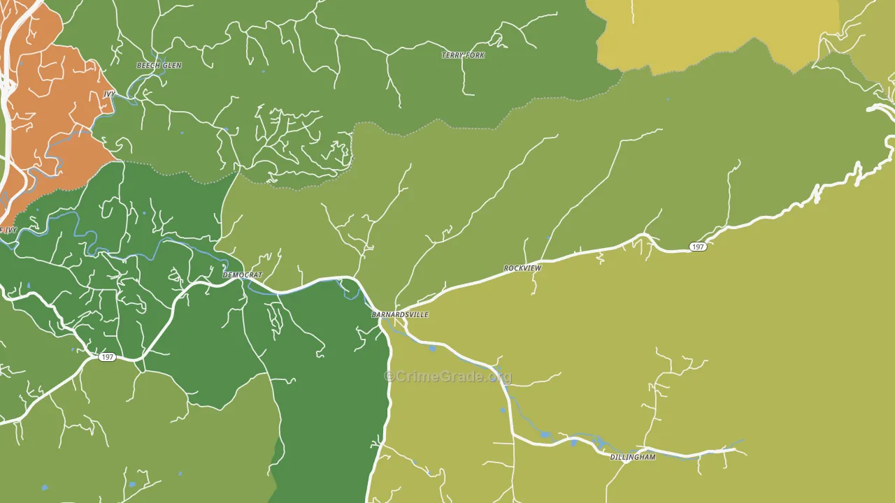 Barnardsville, NC Map of Vandalism Rates