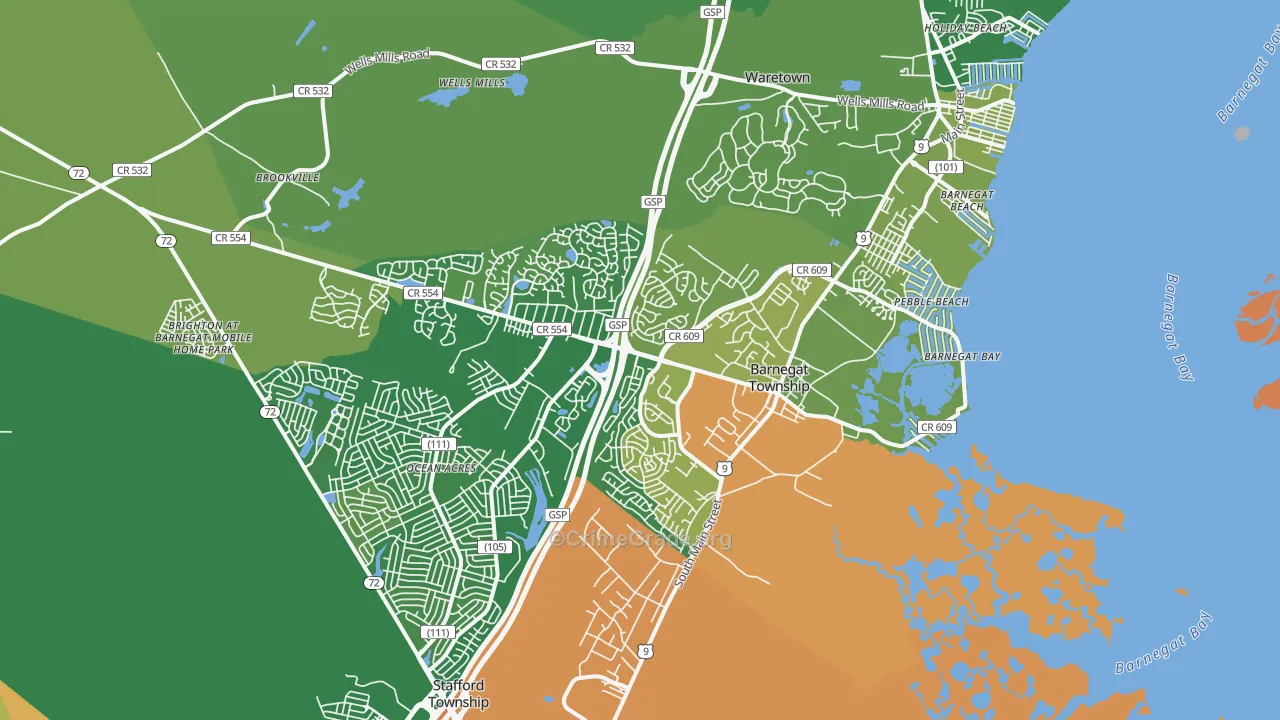 Barnegat, NJ Map of Vandalism Rates