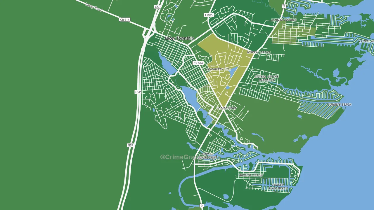 Barnegat Pines, Forked River, NJ Map of Vandalism Rates