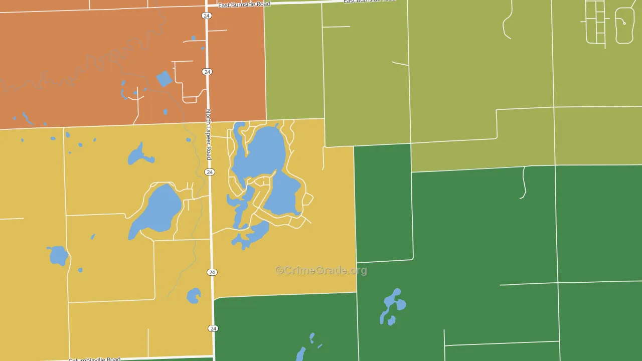 Barnes Lake-Millers Lake, MI Map of Vandalism Rates