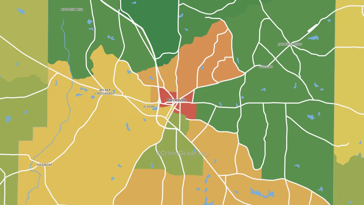 Barnesville, GA Map of Vandalism Rates