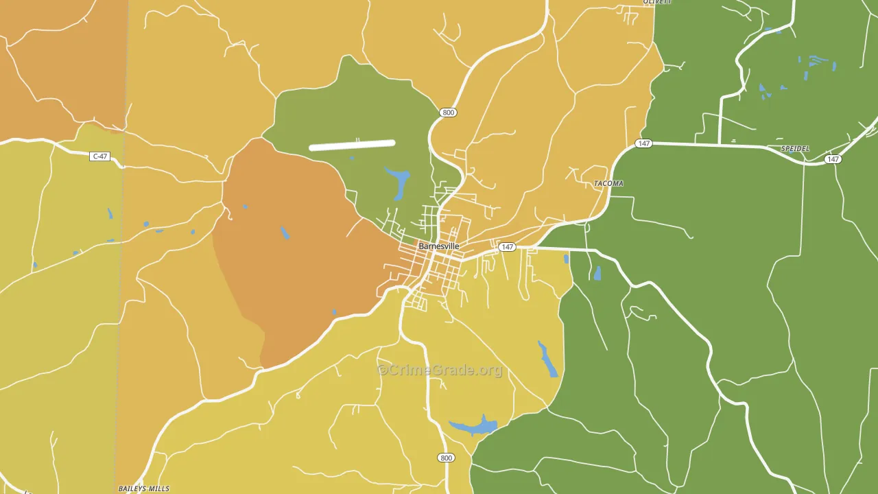 Barnesville Historic District, Barnesville, OH Map of Vandalism Rates