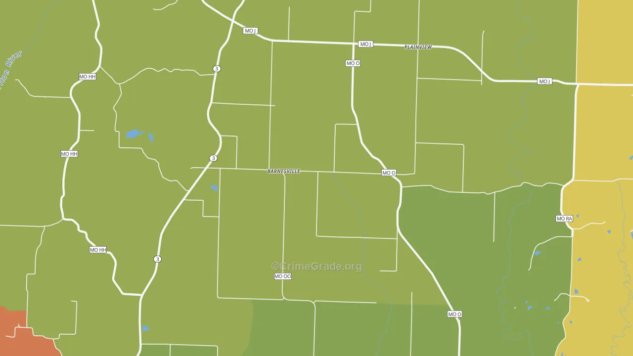 Barnesville, MO Map of Vandalism Rates