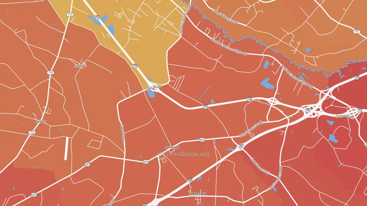 Barnesville, NC Map of Vandalism Rates
