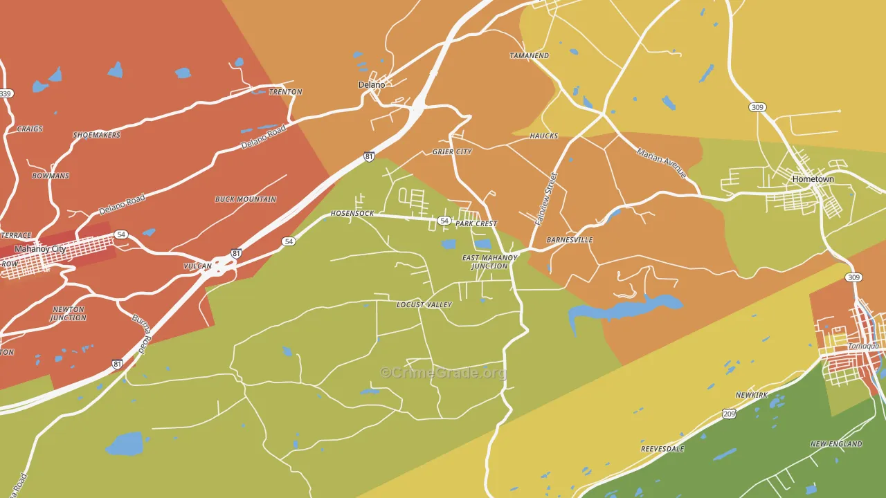 Barnesville, PA Map of Vandalism Rates
