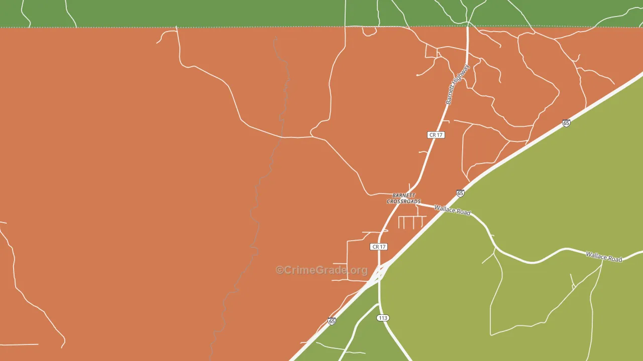 Barnett Crossroads, AL Map of Vandalism Rates