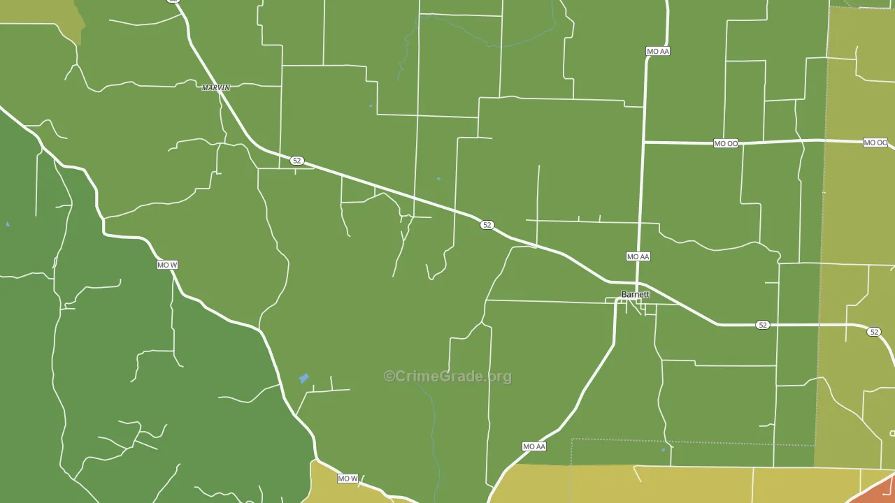 Barnett, MO Map of Vandalism Rates