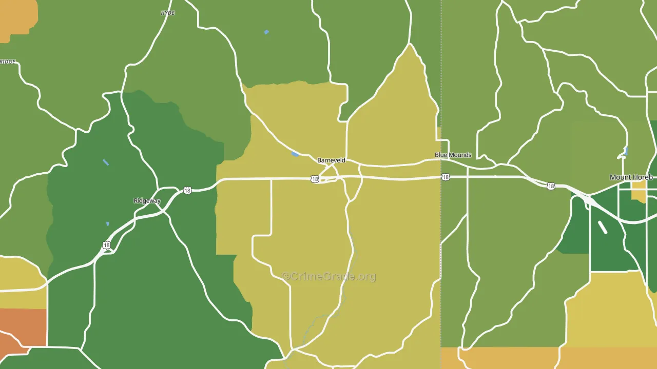 Barneveld, WI Map of Vandalism Rates