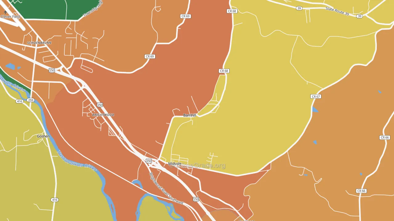 Barnhill, OH Map of Vandalism Rates