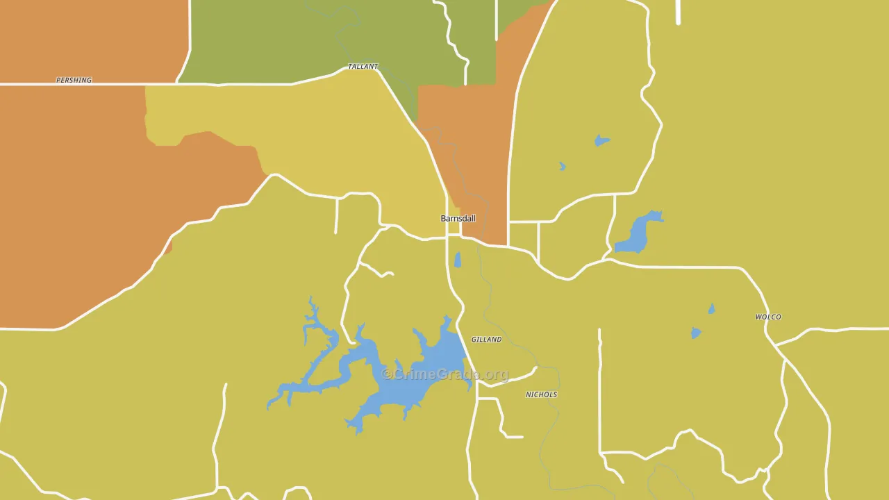 Barnsdall, OK Map of Vandalism Rates