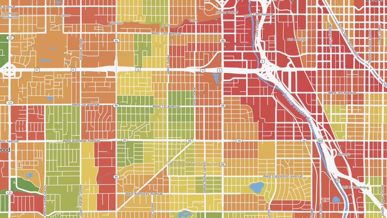 Barnum, Denver, CO Map of Vandalism Rates
