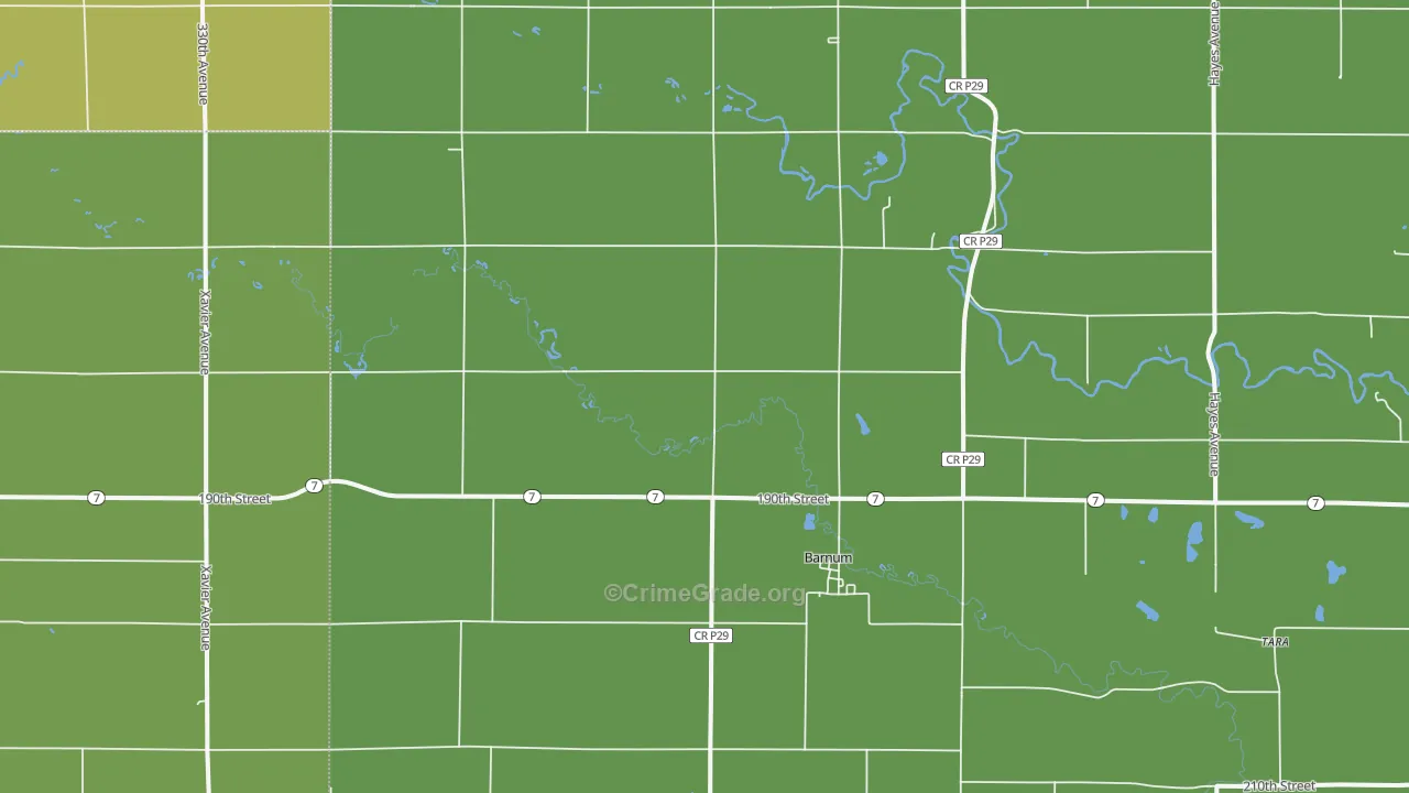 Barnum, IA Map of Vandalism Rates