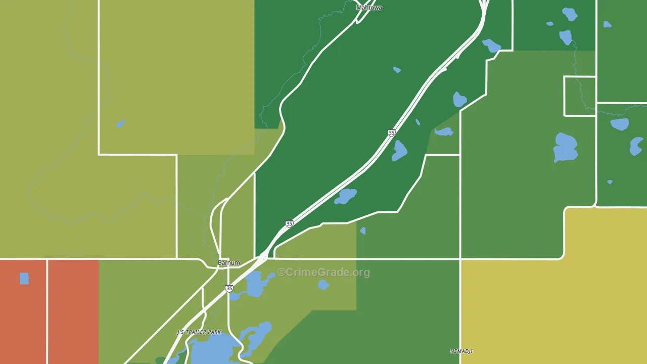 Barnum, MN Map of Vandalism Rates