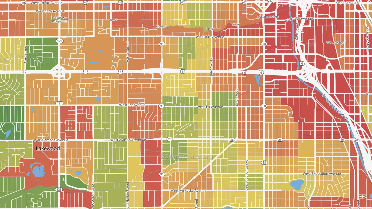 Barnum West, Denver, CO Map of Vandalism Rates