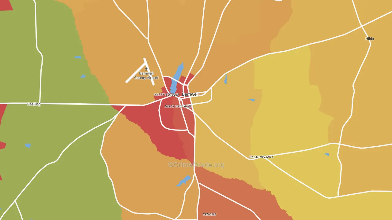 Barnwell, SC Map of Vandalism Rates