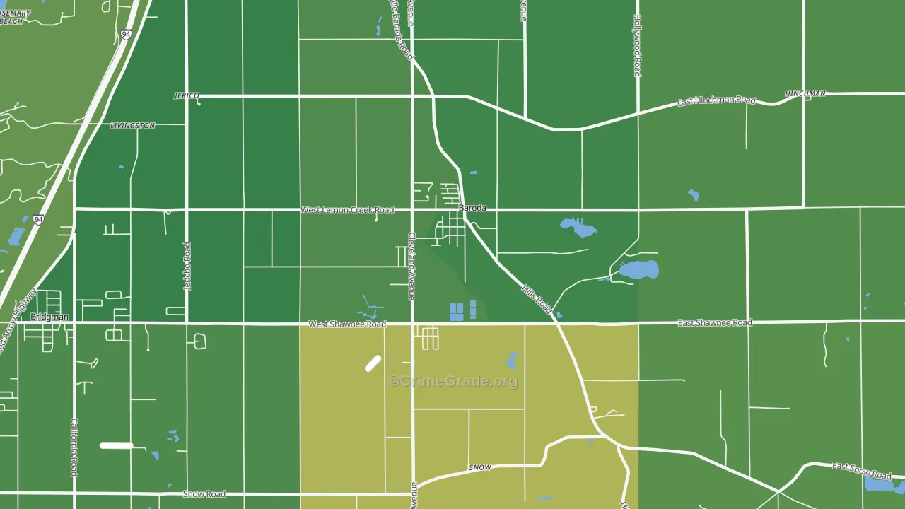 Baroda, MI Map of Vandalism Rates