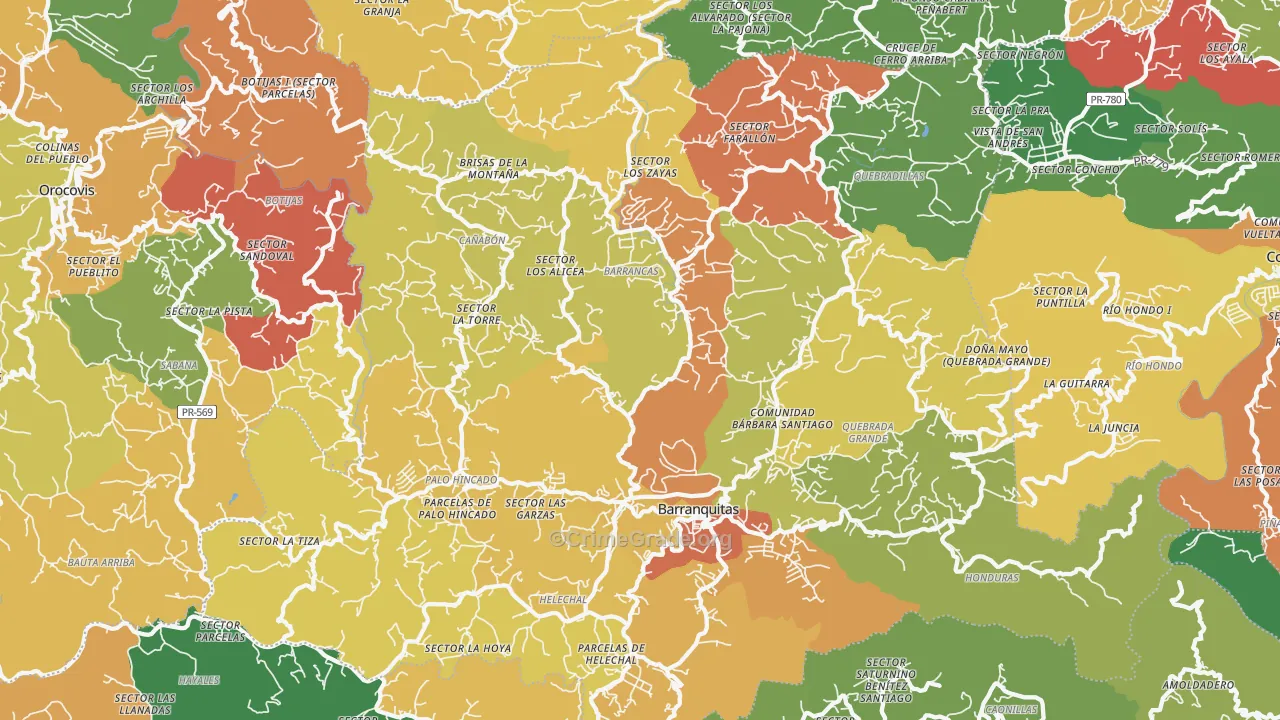 Barranquitas, PR Map of Vandalism Rates