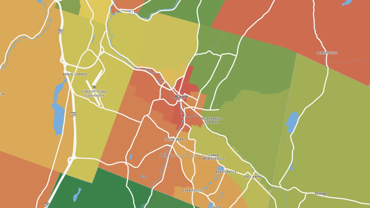 Barre, VT Map of Vandalism Rates