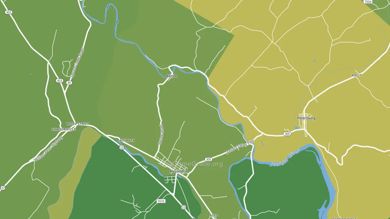 Barree, PA Map of Vandalism Rates