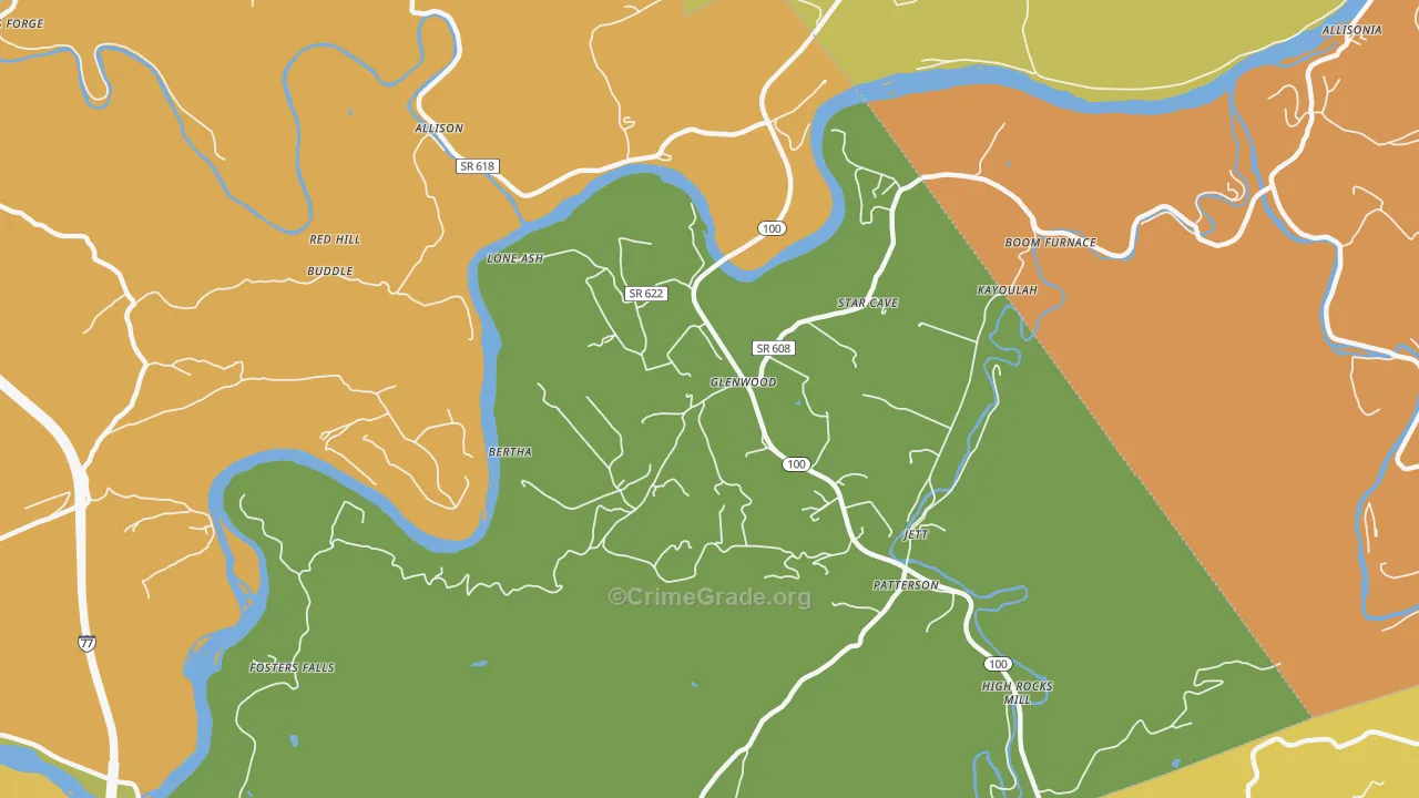 Barren Springs, VA Map of Vandalism Rates