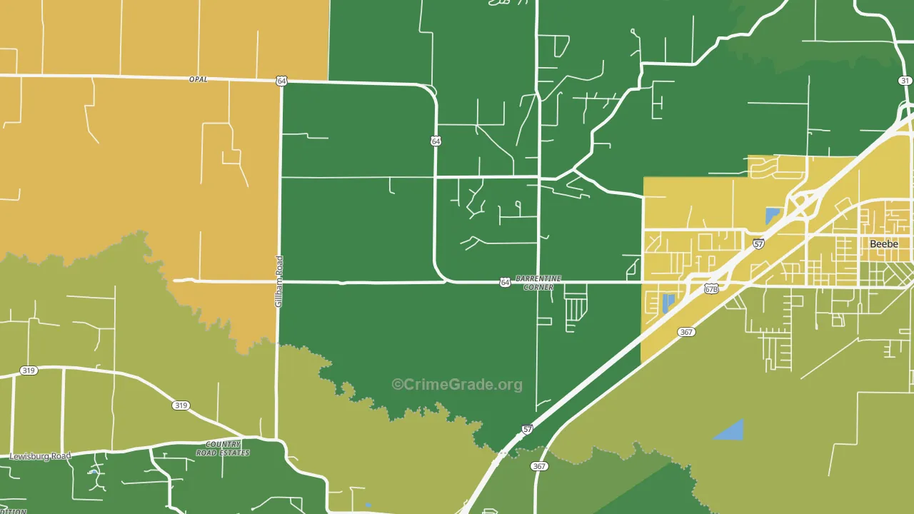 Barrentine Corner, AR Map of Vandalism Rates