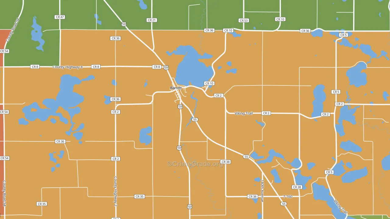 Barrett, MN Map of Vandalism Rates