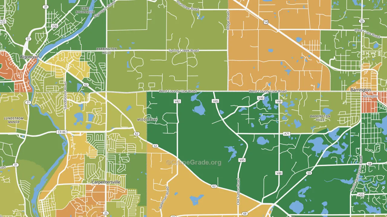 Barrington Hills, IL Map of Vandalism Rates