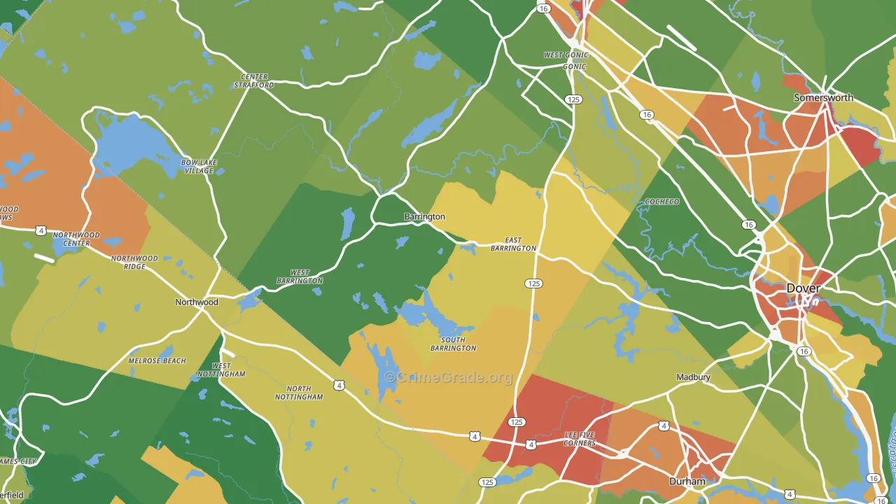 Barrington, NH Map of Vandalism Rates