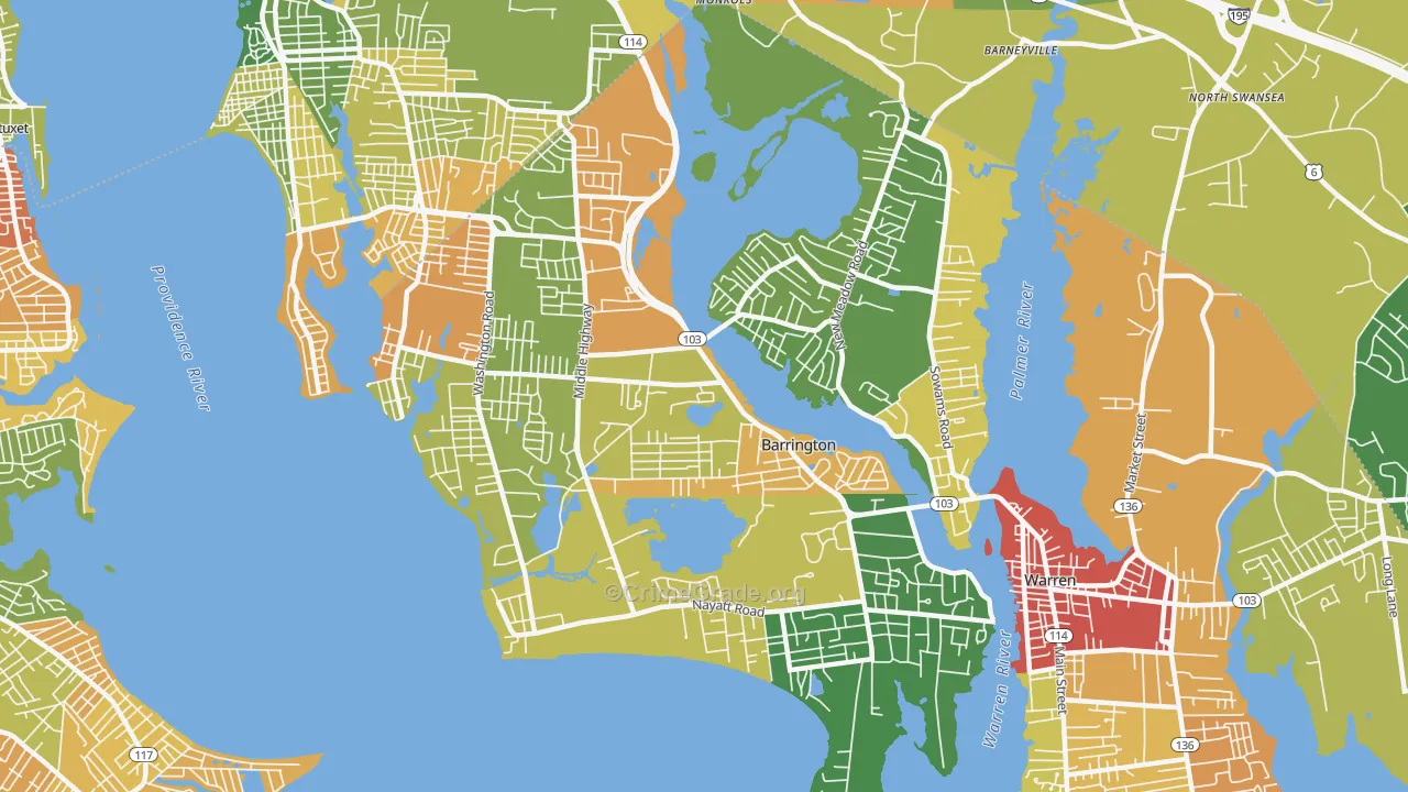 Barrington, RI Map of Vandalism Rates