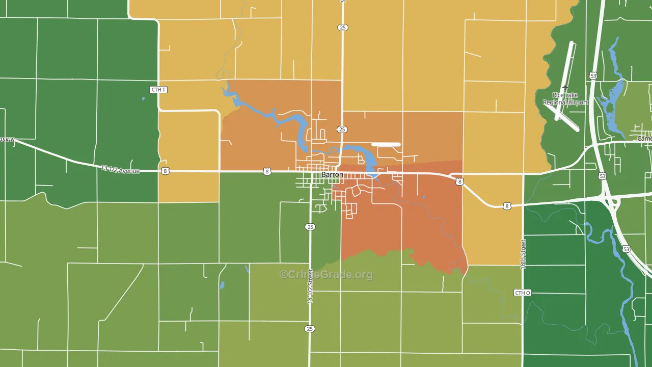 Barron, WI Map of Vandalism Rates