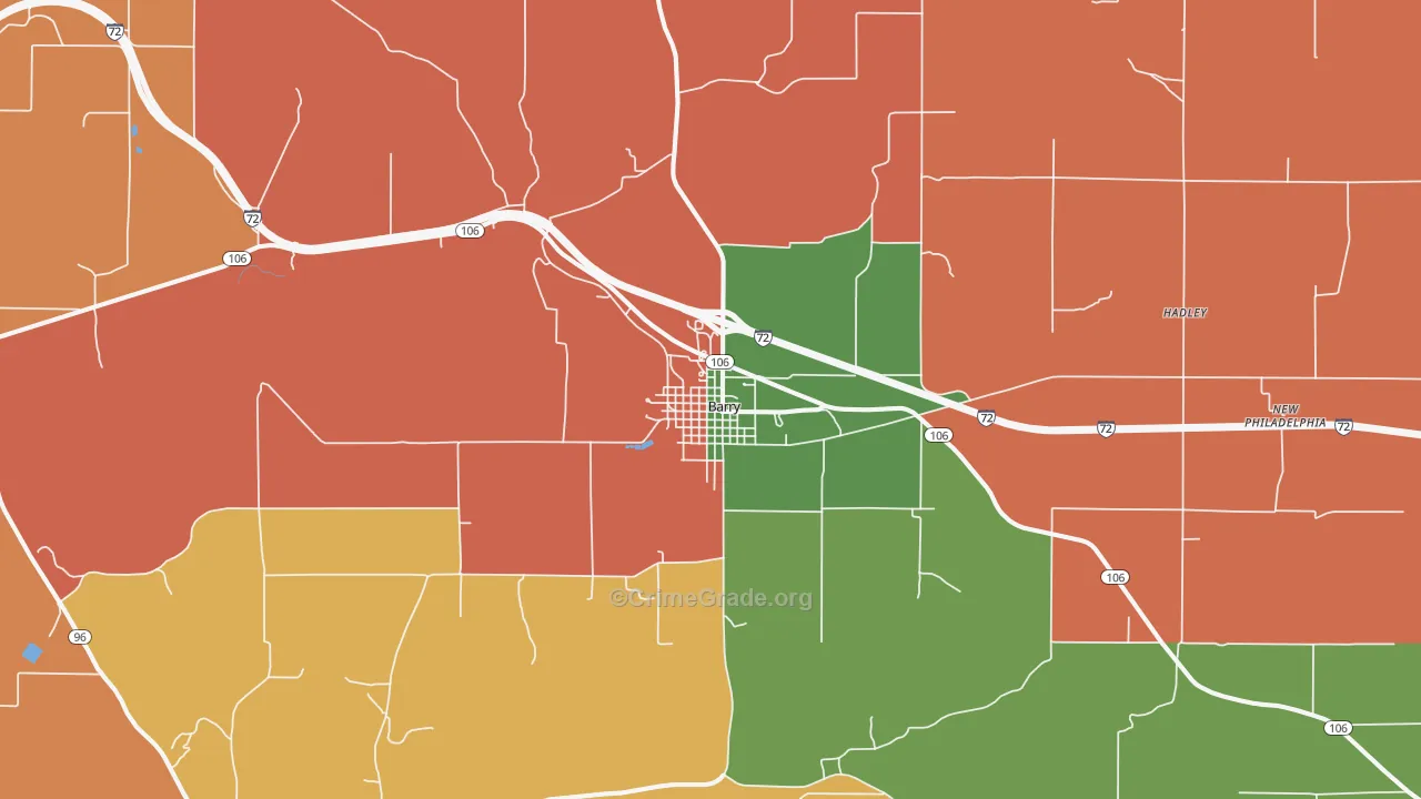 Barry, IL Map of Vandalism Rates