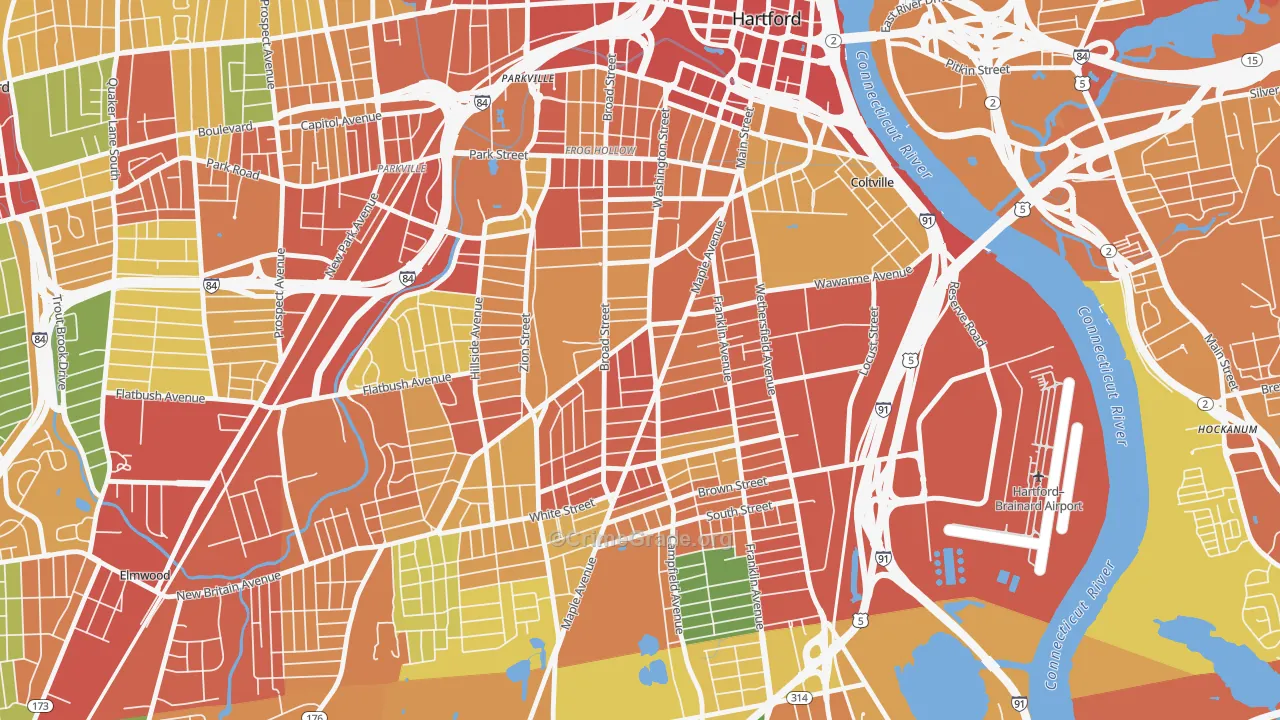 Barry Square, Hartford, CT Map of Vandalism Rates