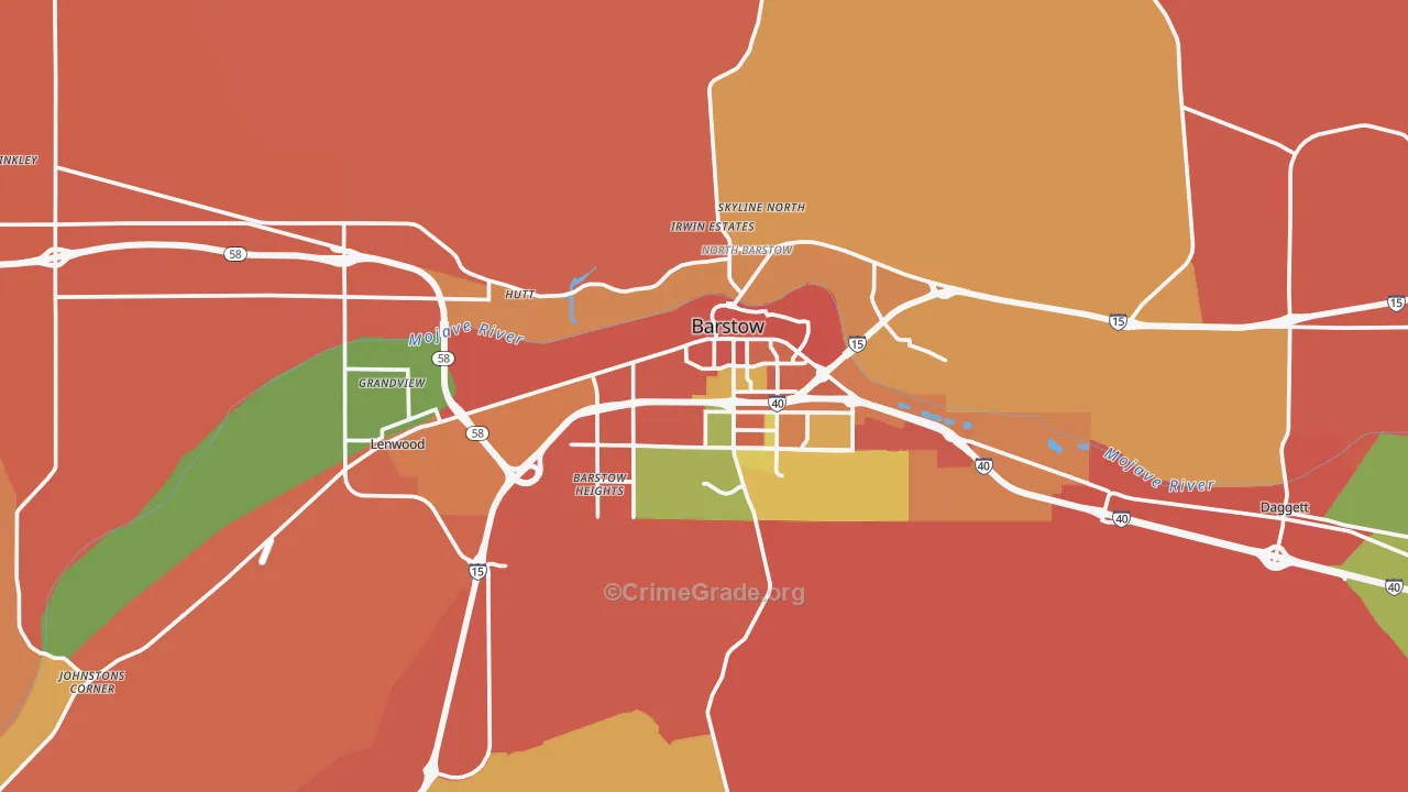 Barstow, CA Map of Vandalism Rates