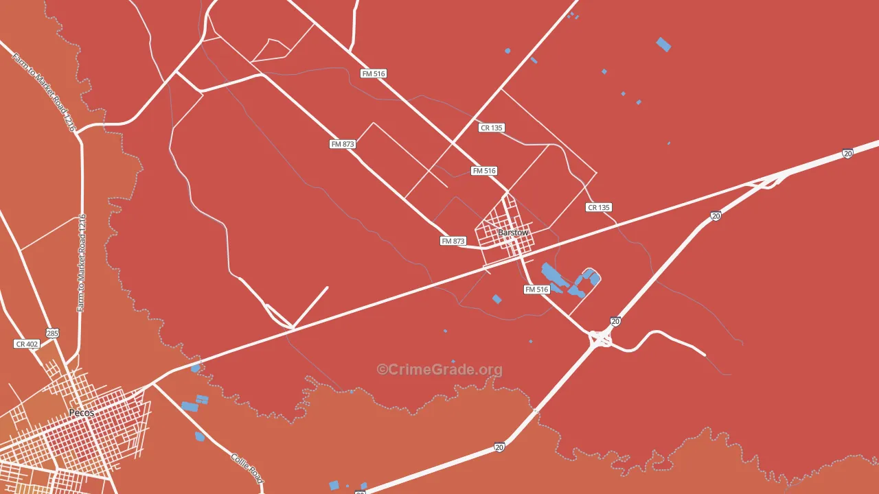 Barstow, TX Map of Vandalism Rates