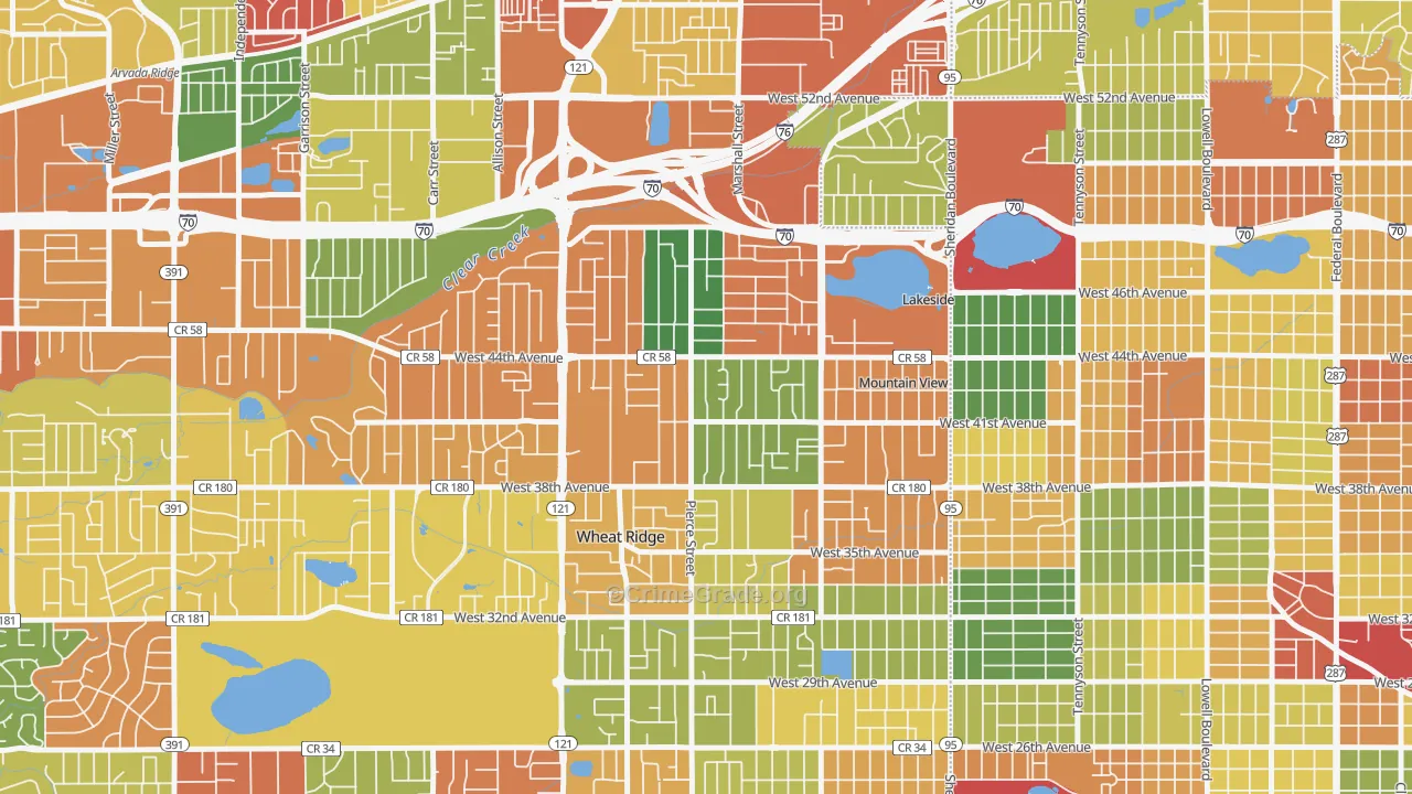 Barths, Wheat Ridge, CO Map of Vandalism Rates