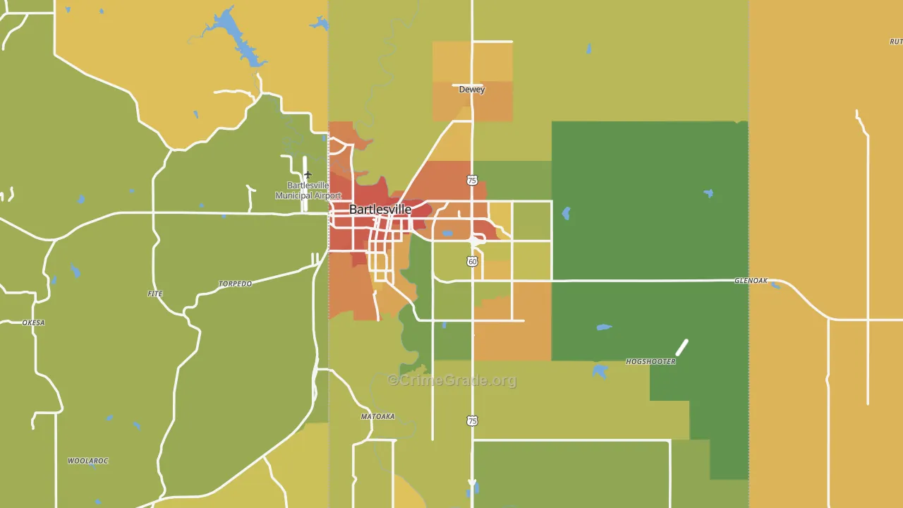 Bartlesville, OK Map of Vandalism Rates