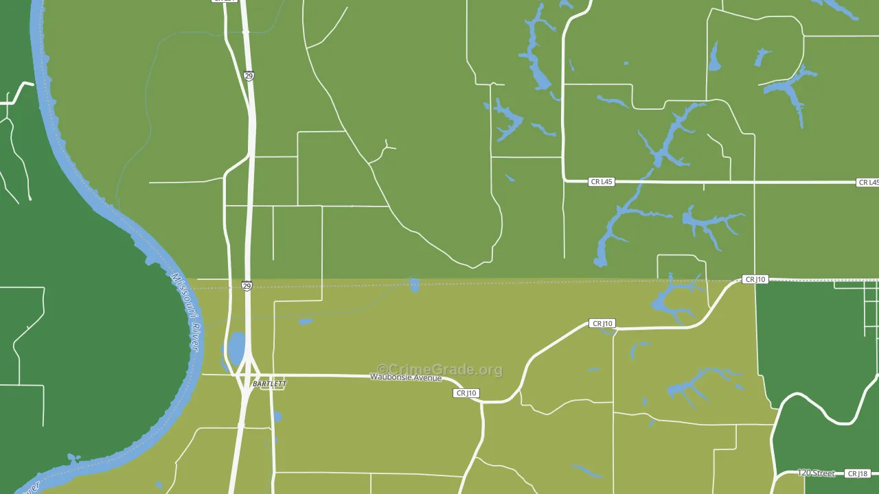 Bartlett, IA Map of Vandalism Rates