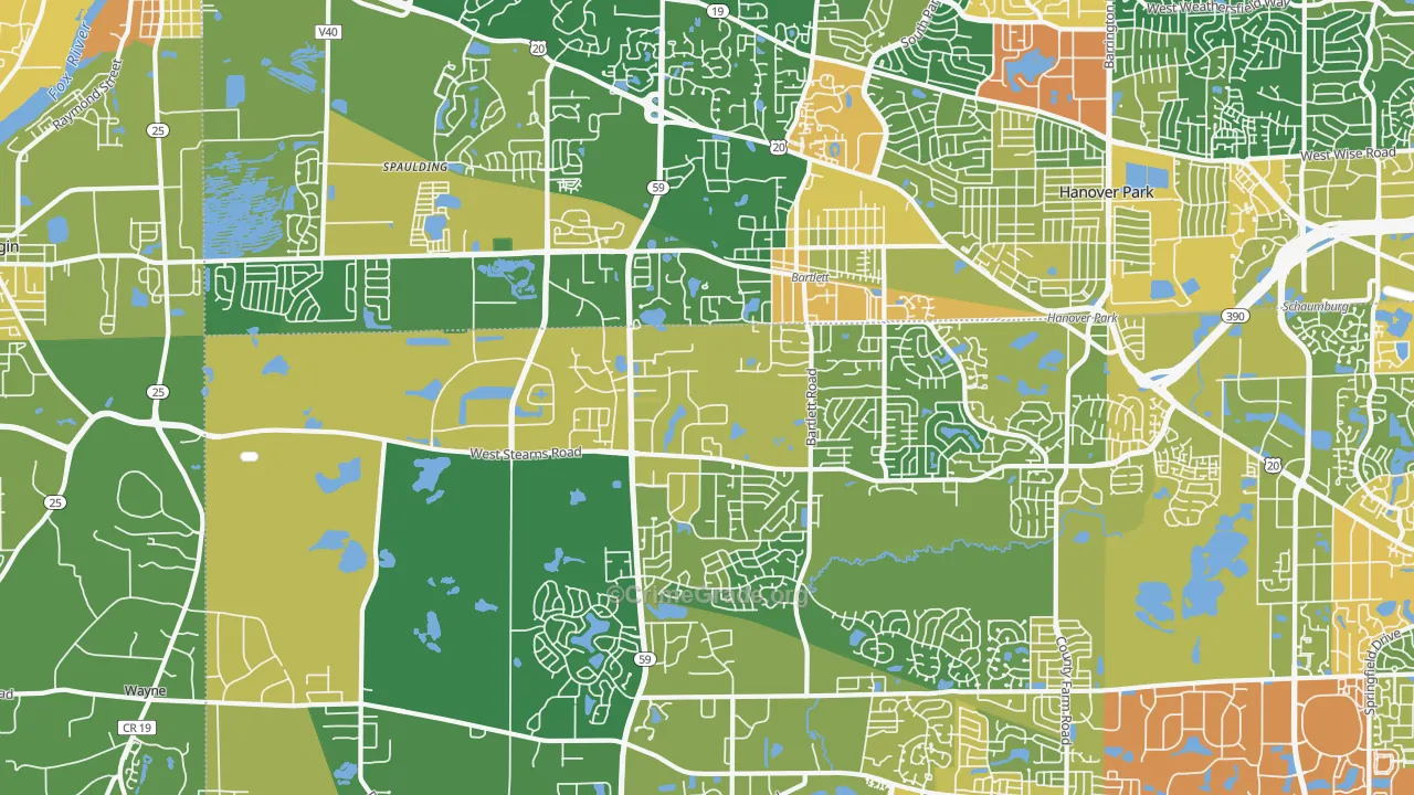 Bartlett, IL Map of Vandalism Rates