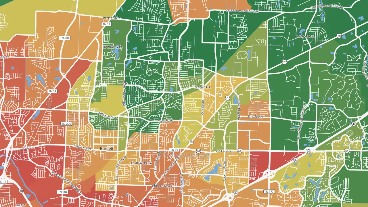 Bartlett, TN Map of Vandalism Rates