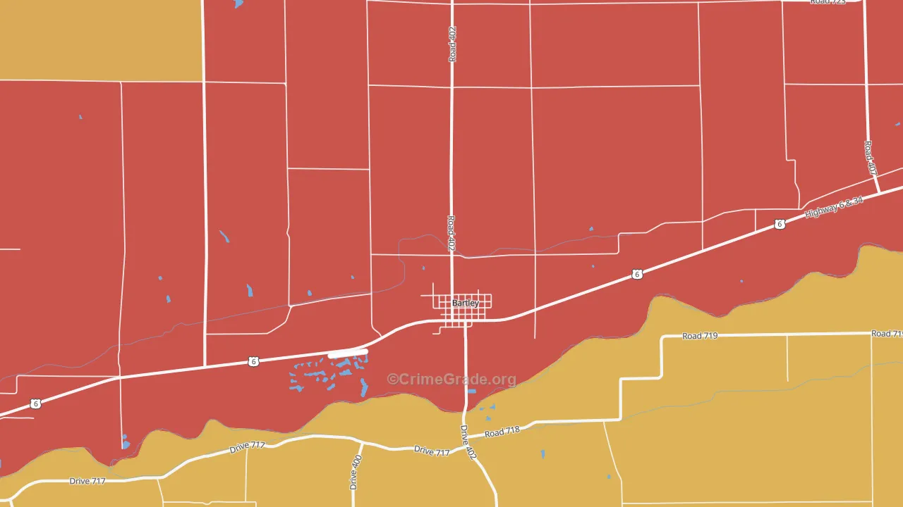 Bartley, NE Map of Vandalism Rates