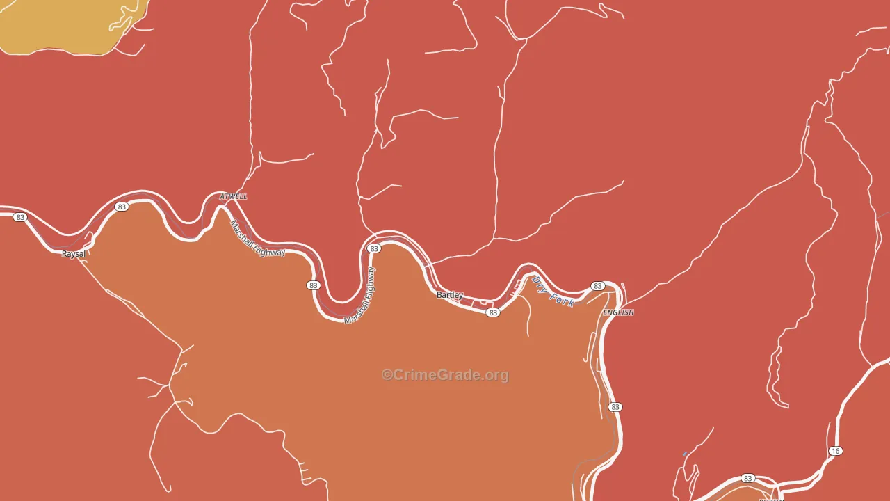 Bartley, WV Map of Vandalism Rates