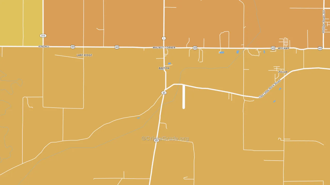 Barton, AR Map of Vandalism Rates