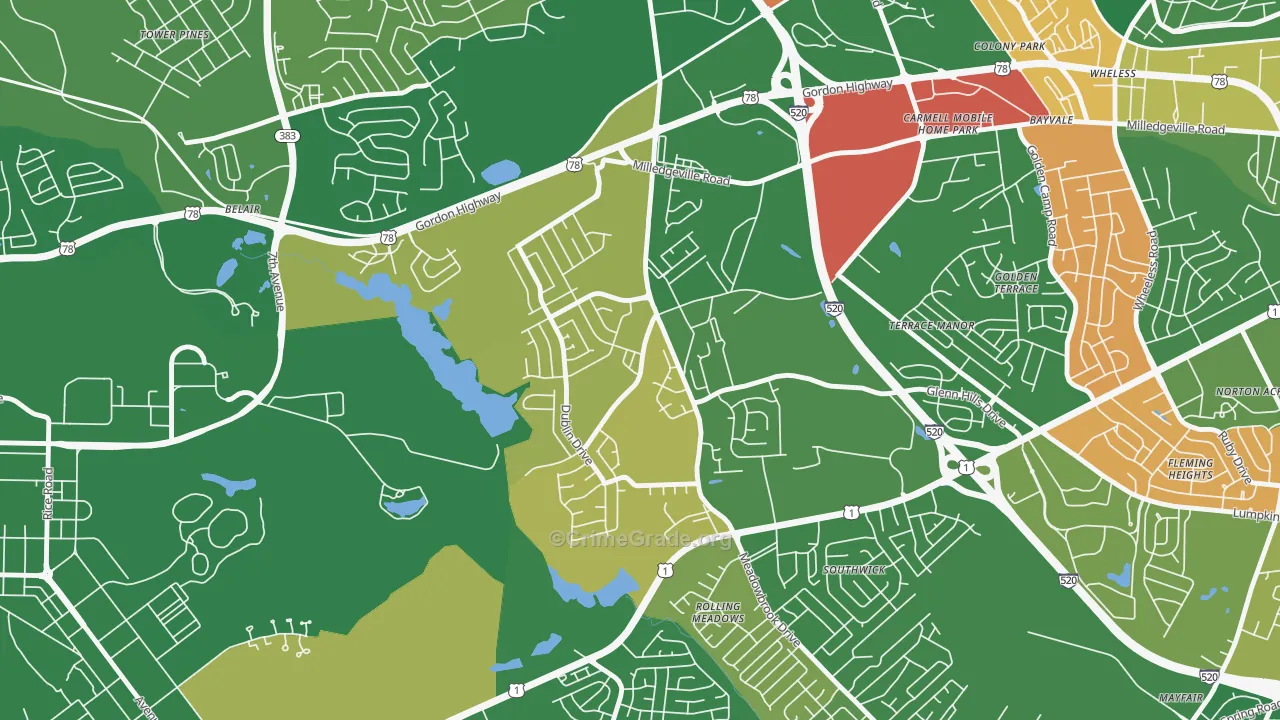 Barton Chapel, Augusta, GA Map of Vandalism Rates