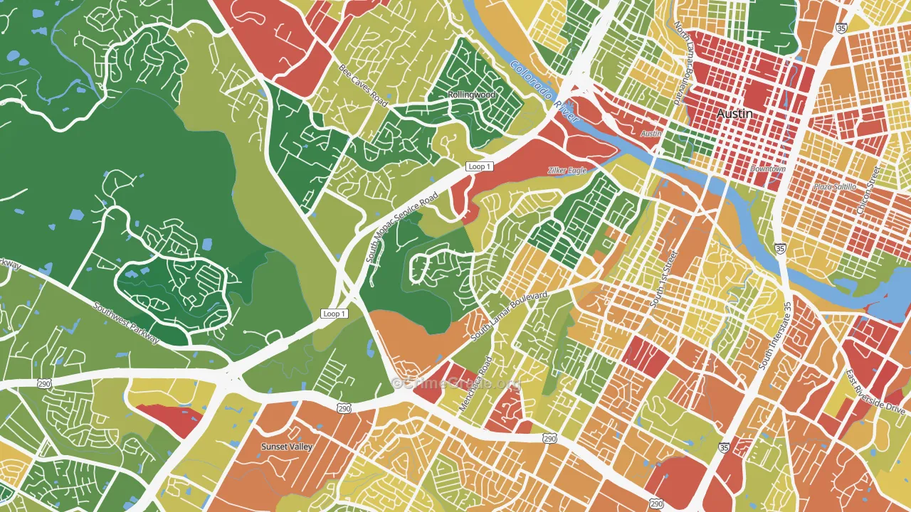 Barton Hills, Austin, TX Map of Vandalism Rates
