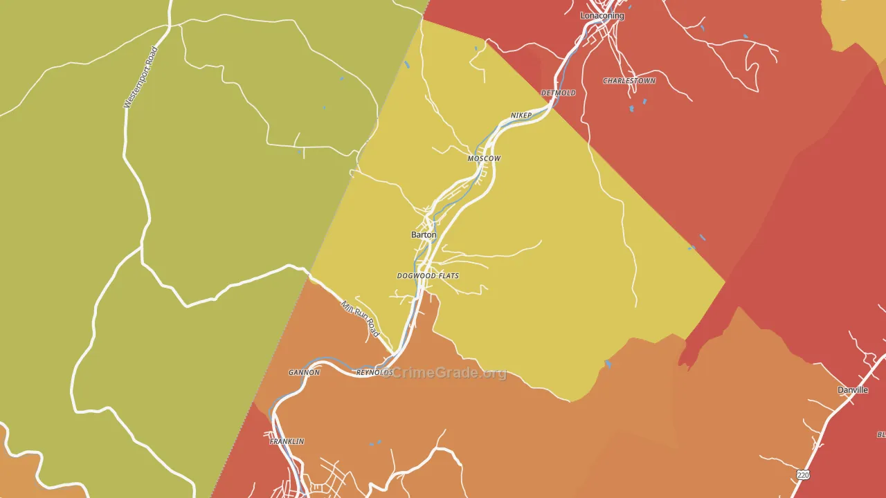 Barton, MD Map of Vandalism Rates